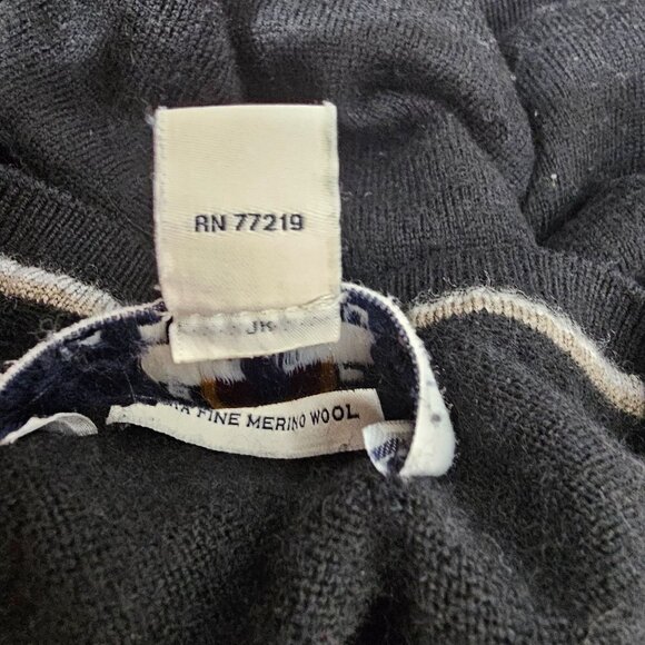 Y2K Joseph Abboud Black V Neck Sweater Mens XLT Extra Fine Merino Wool Pullover - Picture 5 of 5